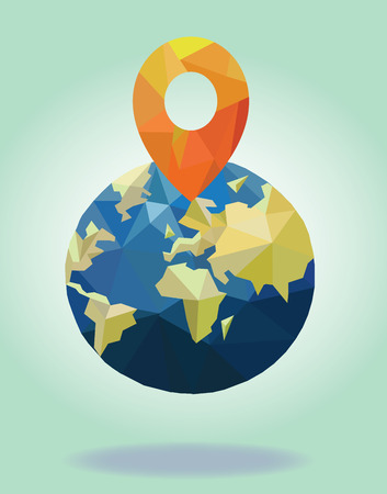 Vector low polygon gps on earthのイラスト素材