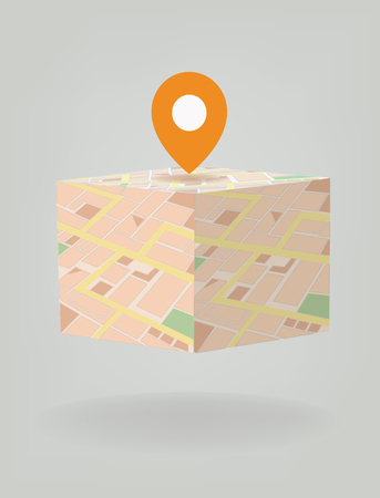 Vector city map with GPS Icons cubeのイラスト素材
