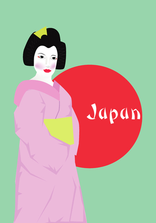 Stock Photo - Geisha on blue sky background .のイラスト素材