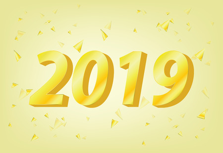 2019 Happy new year. Gold Numbers Design of greeting cardのイラスト素材