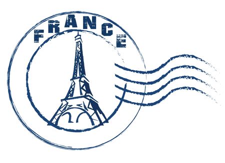 France stamp vintage style on white background .のイラスト素材