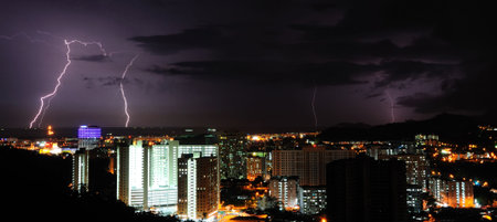 Multiple lightning at night