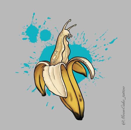 magic snails in unusual houses, shells colored slimyの写真素材