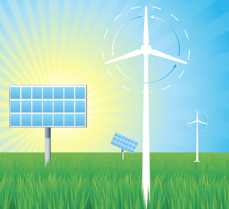 Solar and wind powerのイラスト素材