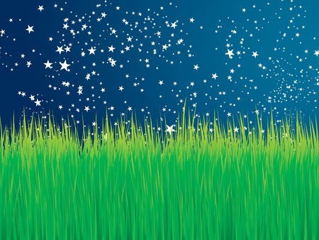 Grass and stars romantic vector backgroundのイラスト素材