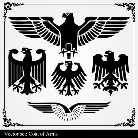 Heraldic eagles set vector backgroundのイラスト素材