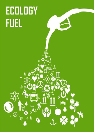 Green gas pump nozzle made of eco iconsのイラスト素材