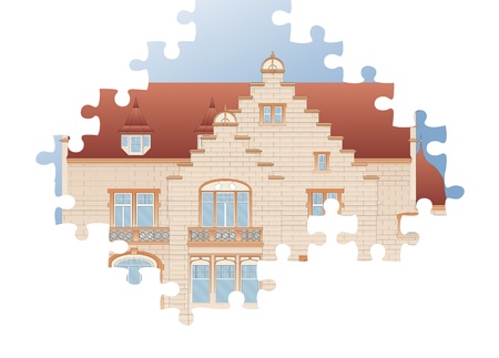 Puzzle vector vintage houseのイラスト素材