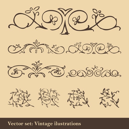 Vintage elements vector setのイラスト素材