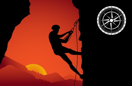Mountain climber on the rock のイラスト素材