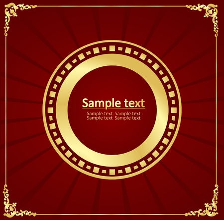 Vintage gold frame red vector backgroundのイラスト素材
