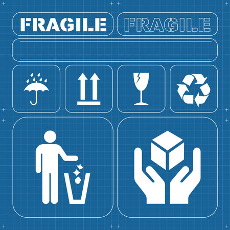 Fragile vector signs setのイラスト素材