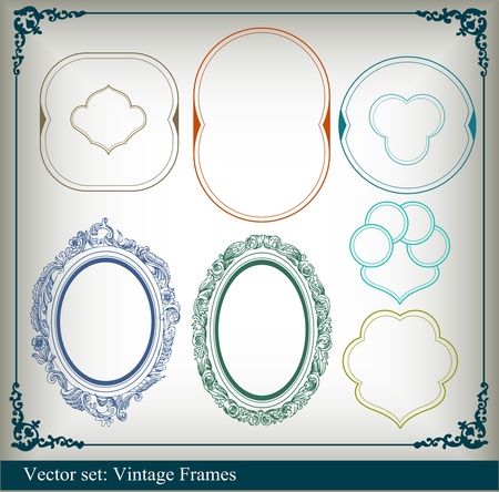 Vintage frames and elements collection background illustrationのイラスト素材