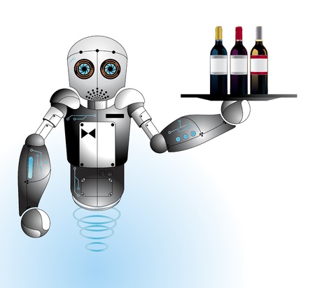 Cute restaurant waiter robot vectorのイラスト素材