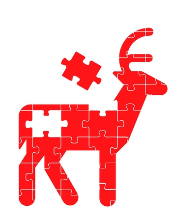 Colorful jigsaw puzzle rain deer concept illustrationのイラスト素材