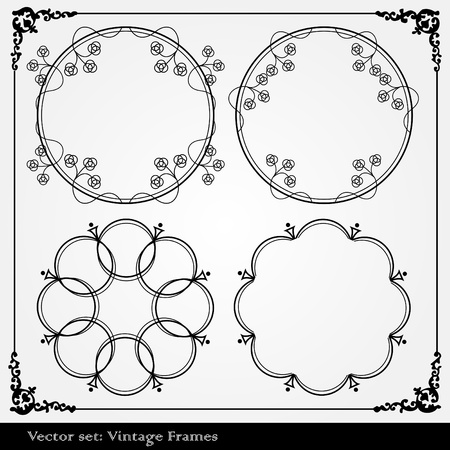Vintage frames and elements illustration collectionのイラスト素材