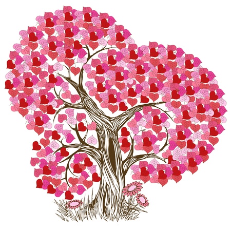 Beautiful and romantic pink tree illustrationのイラスト素材