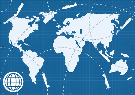 Animated cute plane map illustrationのイラスト素材