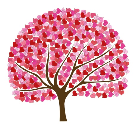 Beautiful and romantic pink tree illustration