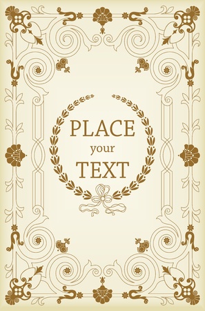 Vintage golden floral background illustrationのイラスト素材