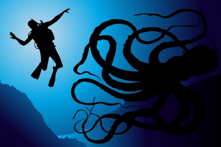Scuba diving vector backgroundのイラスト素材