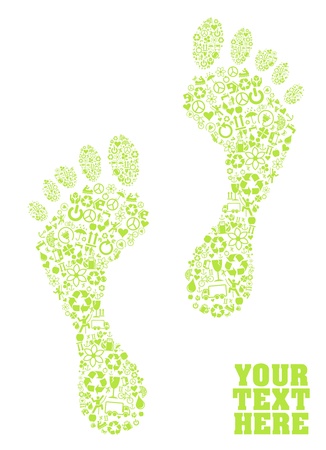 Footprints made with ecology icons backgroundのイラスト素材