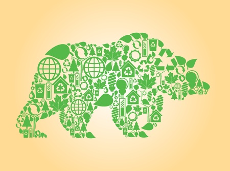 Bear made with ecology icons backgroundのイラスト素材