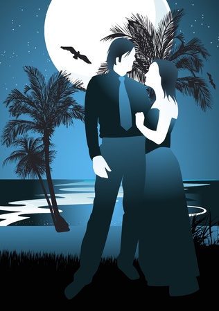 Man and woman romantic night backgroundのイラスト素材