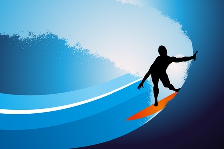 Surfer on wave backgroundのイラスト素材