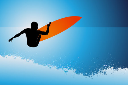 Surfer on wave background