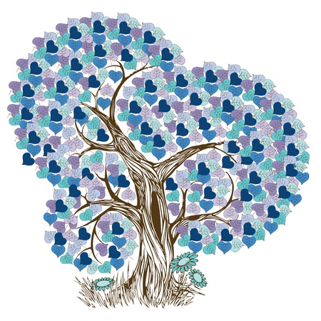 Animated cute tree background illustrationのイラスト素材