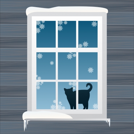 Lovely Christmas window background illustrationのイラスト素材