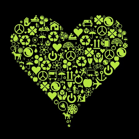 Ecology icons heart concept background illustrationのイラスト素材