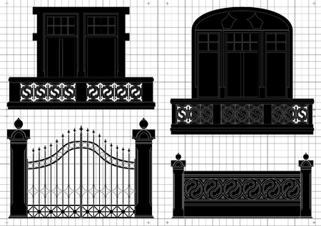 Vintage house blueprint plans background illustrationのイラスト素材