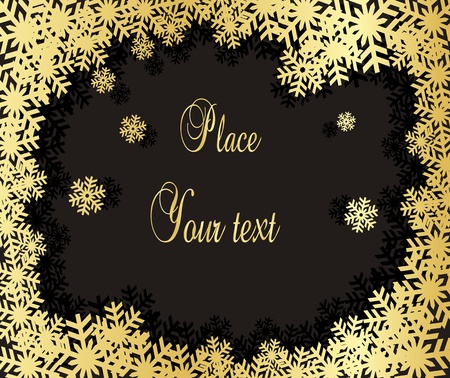 Snowflakes vector background in goldのイラスト素材