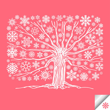 Winter tree made of snowflakes vector backgroundのイラスト素材