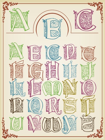 Vintage alphabet vector background setのイラスト素材