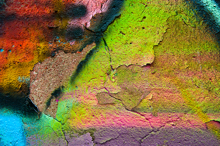 Concrete, weathered, worn wall damaged paint. Grungy Concrete Surface. Great background or texture.の写真素材