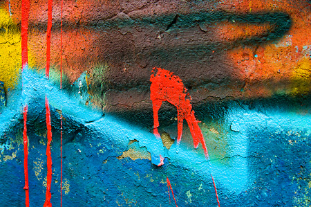 Concrete, weathered, worn wall damaged paint. Grungy Concrete Surface. Great background or texture.の写真素材