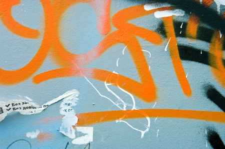 Concrete, weathered, worn wall damaged paint. Grungy Concrete Surface. Great background or texture.の写真素材
