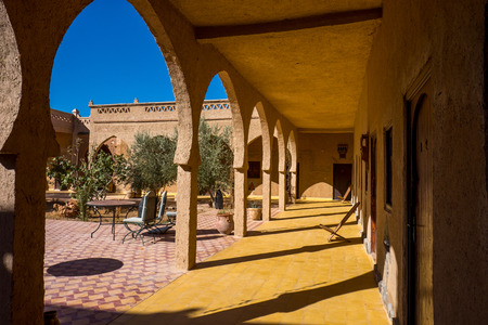 Moroccan style Corridor at Nomad Palace, Merzouga, Moroccoの写真素材