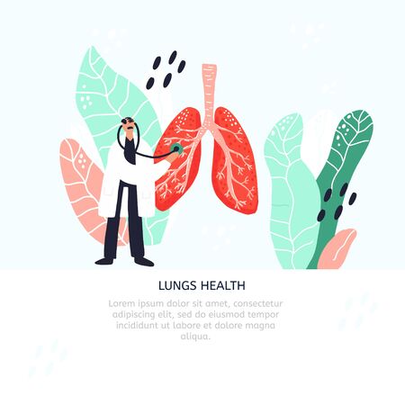 Lungs health diagnostics banner templateのイラスト素材