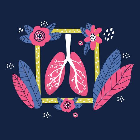 Lungs health diagnostics banner templateのイラスト素材