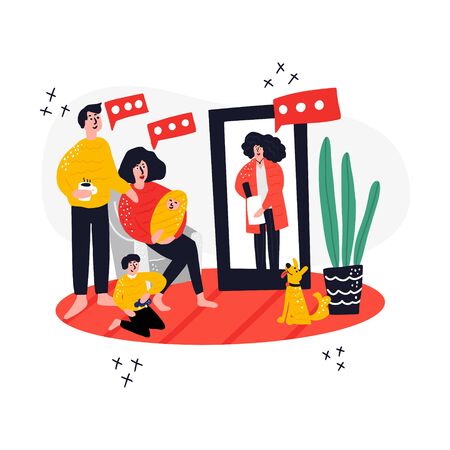 Psychologist consultation online for family.のイラスト素材