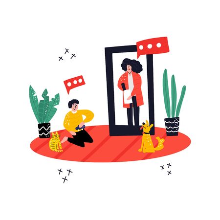Online psychological assistance service vector illustration.のイラスト素材