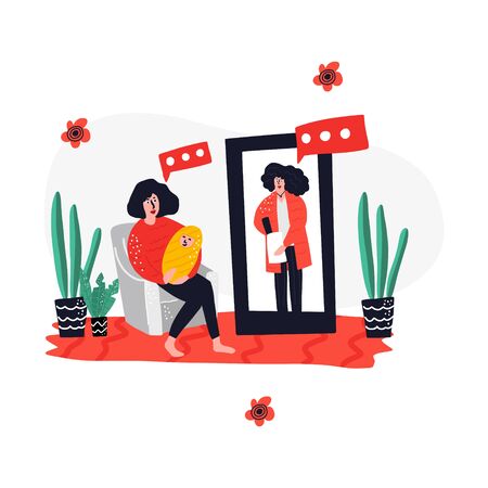 Online psychological assistance service vector illustration.のイラスト素材