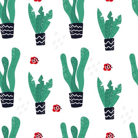 Seamless vector floral pattern with flowers and leaves. Decorative textile, wrapping paper designのイラスト素材