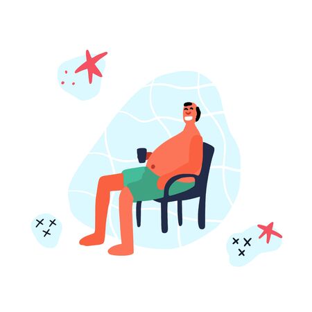 A man sitting on chair.のイラスト素材