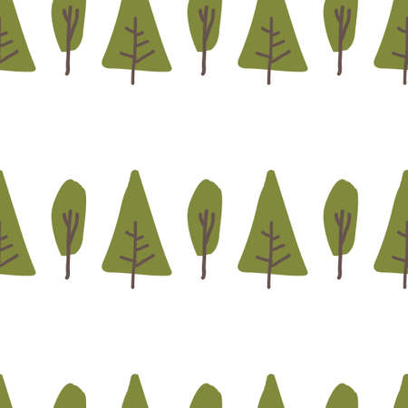Many trees on white background. Textile, wallpaper, wrapping paper design ideaのイラスト素材