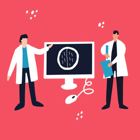 Doctors watching CT scan results.のイラスト素材
